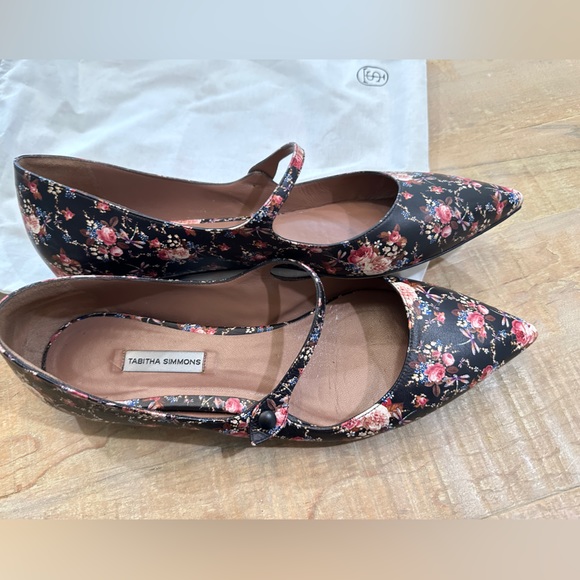 Tabitha Simmons floral Mary Jane flats ballet shoes size 41 - Picture 1 of 16